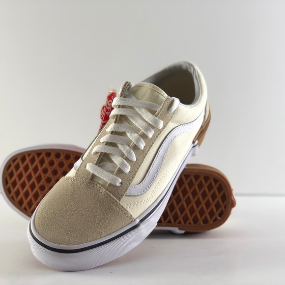 vans old skool gum block white skate shoes